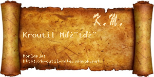 Kroutil Máté névjegykártya